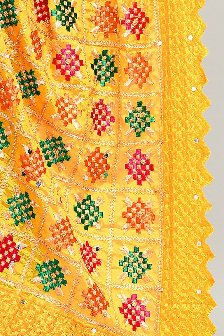 Joban Fashion Multi Color Cotton Embroidery Work Phulkari Dupatta | Grocsy