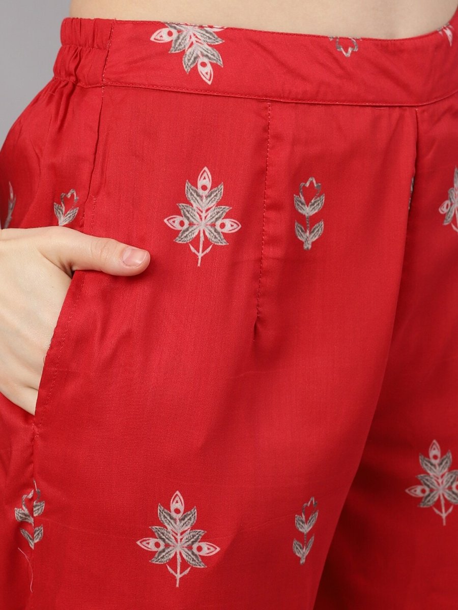 Aks Ethnic Motifs Printed Kurta With Palazzos & Dupatta | Grocsy