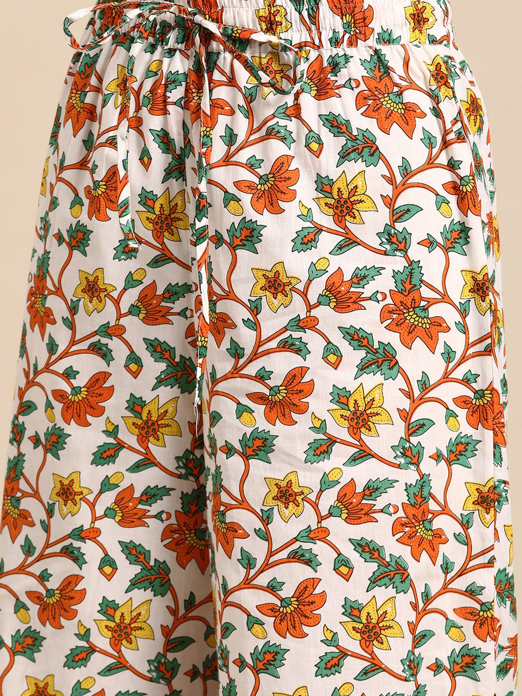 Sangria Women Orange Pure Cotton Kurta with Palazzos | Grocsy