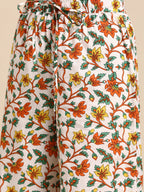 Sangria Women Orange Pure Cotton Kurta with Palazzos | Grocsy
