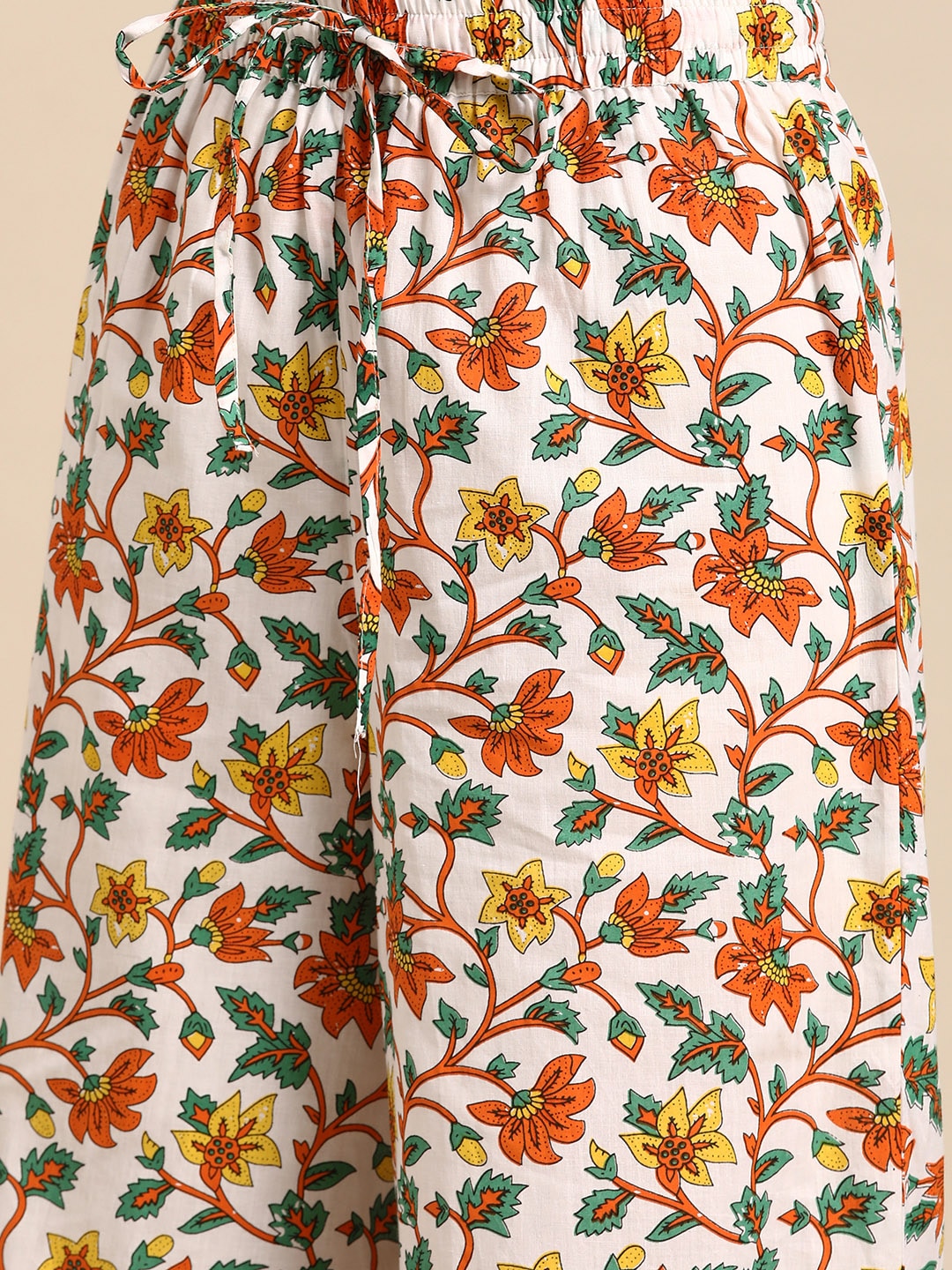 Sangria Women Orange Pure Cotton Kurta with Palazzos | Grocsy