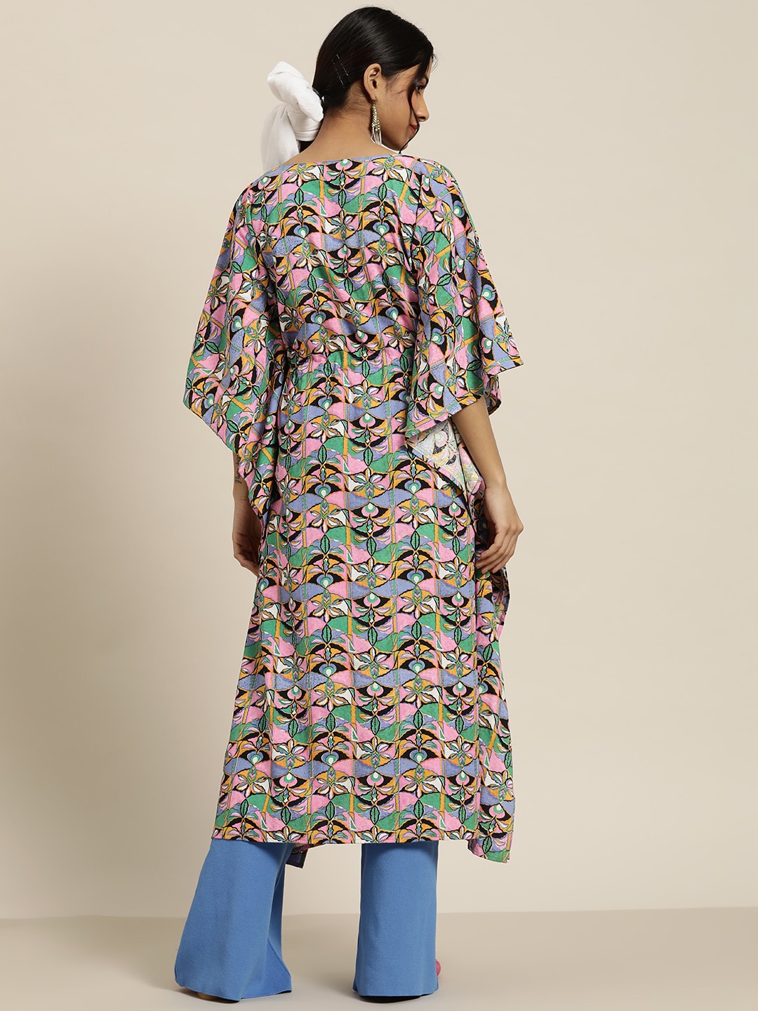 Sangria Gorgeous Green Cotton Kaftan Kurta | Grocsy