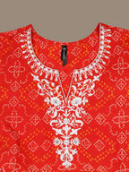 HERE&NOW Embroidered & Bandhani Printed Thread Work Anarkali Kurta | Grocsy