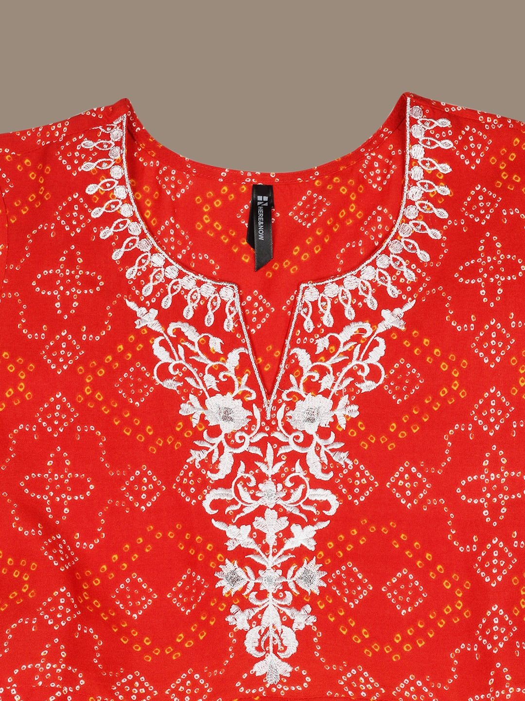 HERE&NOW Embroidered & Bandhani Printed Thread Work Anarkali Kurta | Grocsy