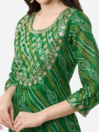 HERE&NOW Women Green Leheriya Printed Pure Cotton Kurta | Grocsy