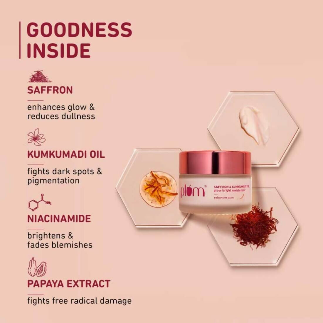 Plum Saffron & Kumkumadi Oil Daily Glow Bright Moisturizing Cream | Grocsy