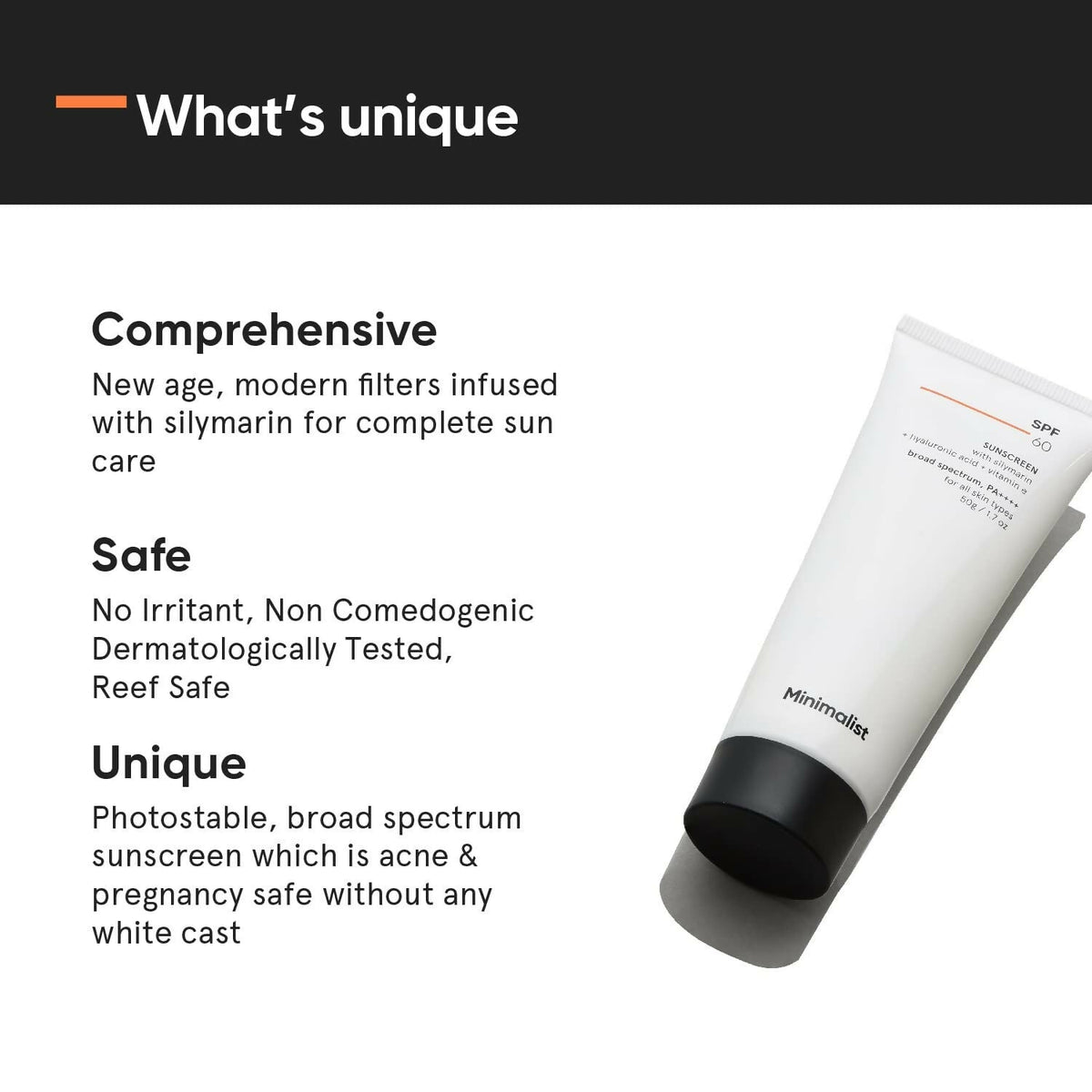 Minimalist Sunscreen SPF 60 PA ++++ For Sensitive Skin Broad Spectrum Sunscreen With Potent Antioxidants & Advanced Filters | Grocsy