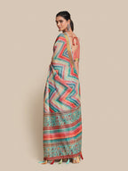 Sangria Teal & Pink Zari Saree | Grocsy
