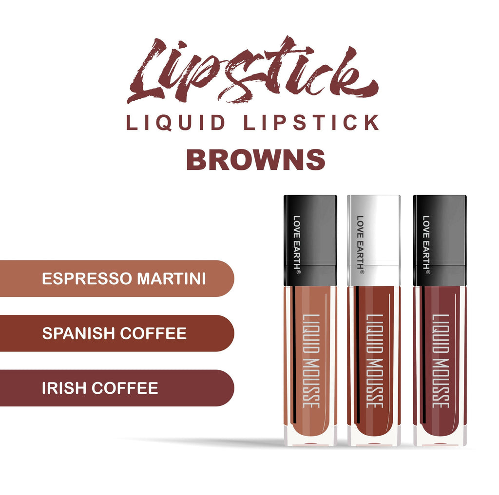 Love Earth Liquid Mousse Matte Lipstick - Browns | Grocsy