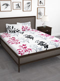 Story@home White & Pink Floral King Bedsheet with 2 Pillow Covers | Grocsy