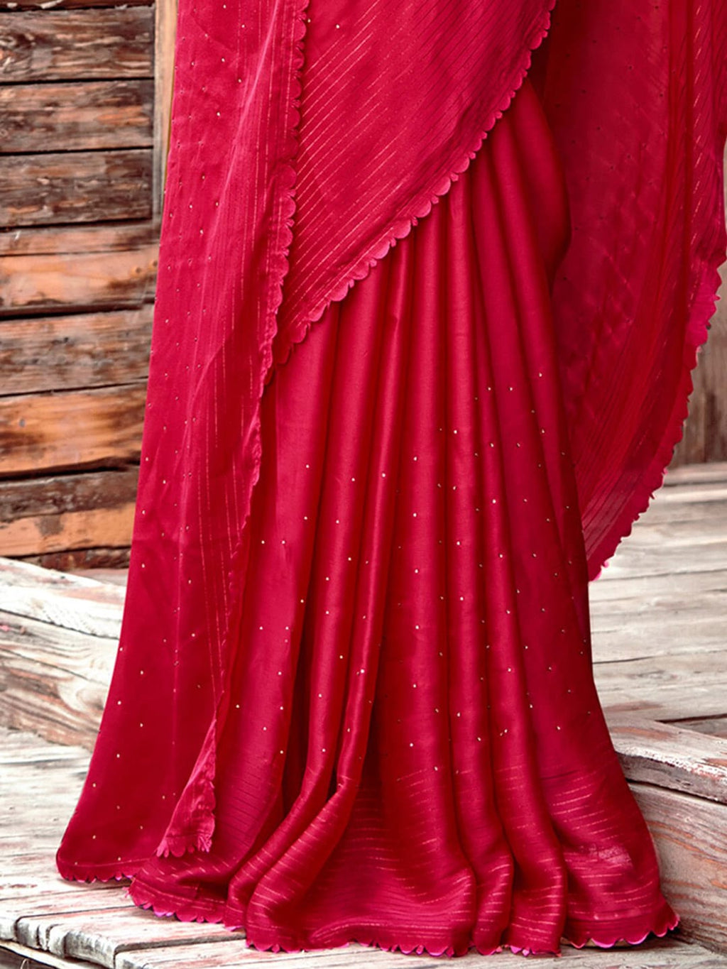 Saree Mall Pink Embellished Beads and Stones Pure Chiffon Sarees | Grocsy