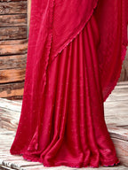 Saree Mall Pink Embellished Beads and Stones Pure Chiffon Sarees | Grocsy