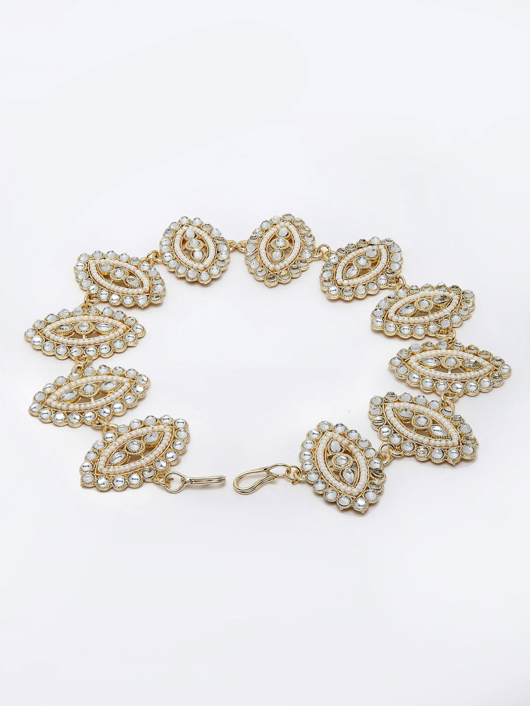 Panash Gold-Toned & White Embellished Hairband | Grocsy
