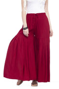 Mominos Fashion Reyon Cotton Maroon Palazzo | Grocsy