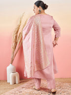 Sztori Floral Printed Keyhole Neck Straight Kurta With Trouser & Dupatta | Grocsy