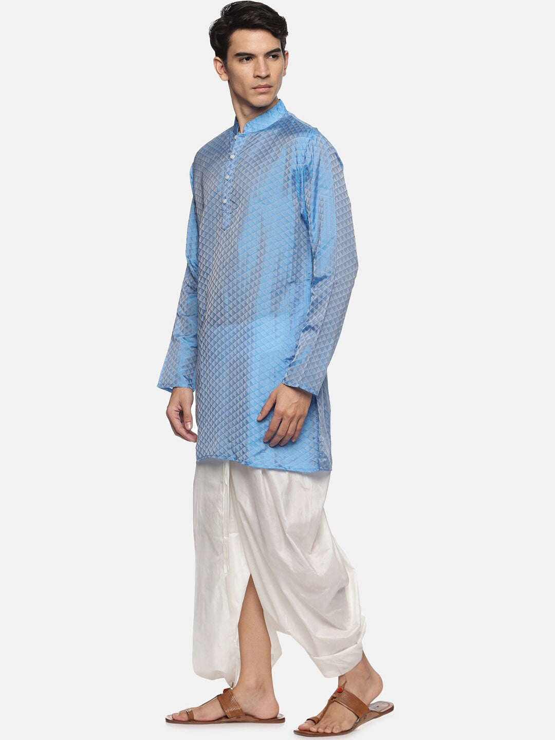 Sethukrishna Men Blue Kurta with Dhoti Pants | Grocsy