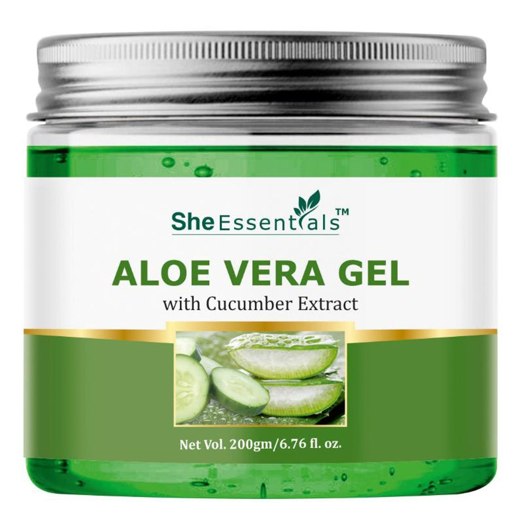 She Essentials Aloe Vera Gel With Pure Aloe Vera & Cucumber Extract For Skin & Hair | Grocsy