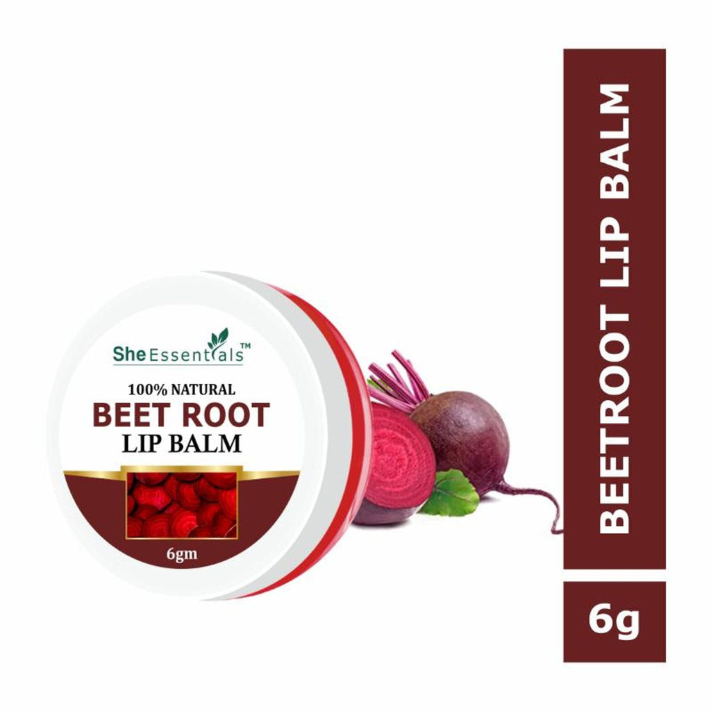 She Essentials Beetroot Lip Balm For Lip Lightening, Dry & Chapped Lips, Makes Soft & Glossy Lips | Grocsy