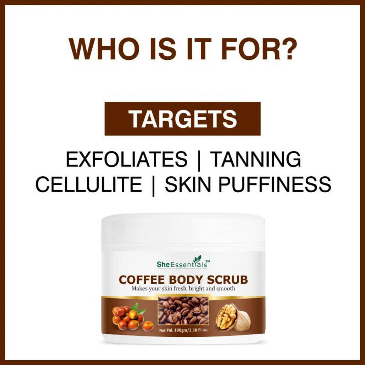 She Essentials Coffee Body Scrub Exfoliating Scrub For Body For Both Women And Men | Grocsy