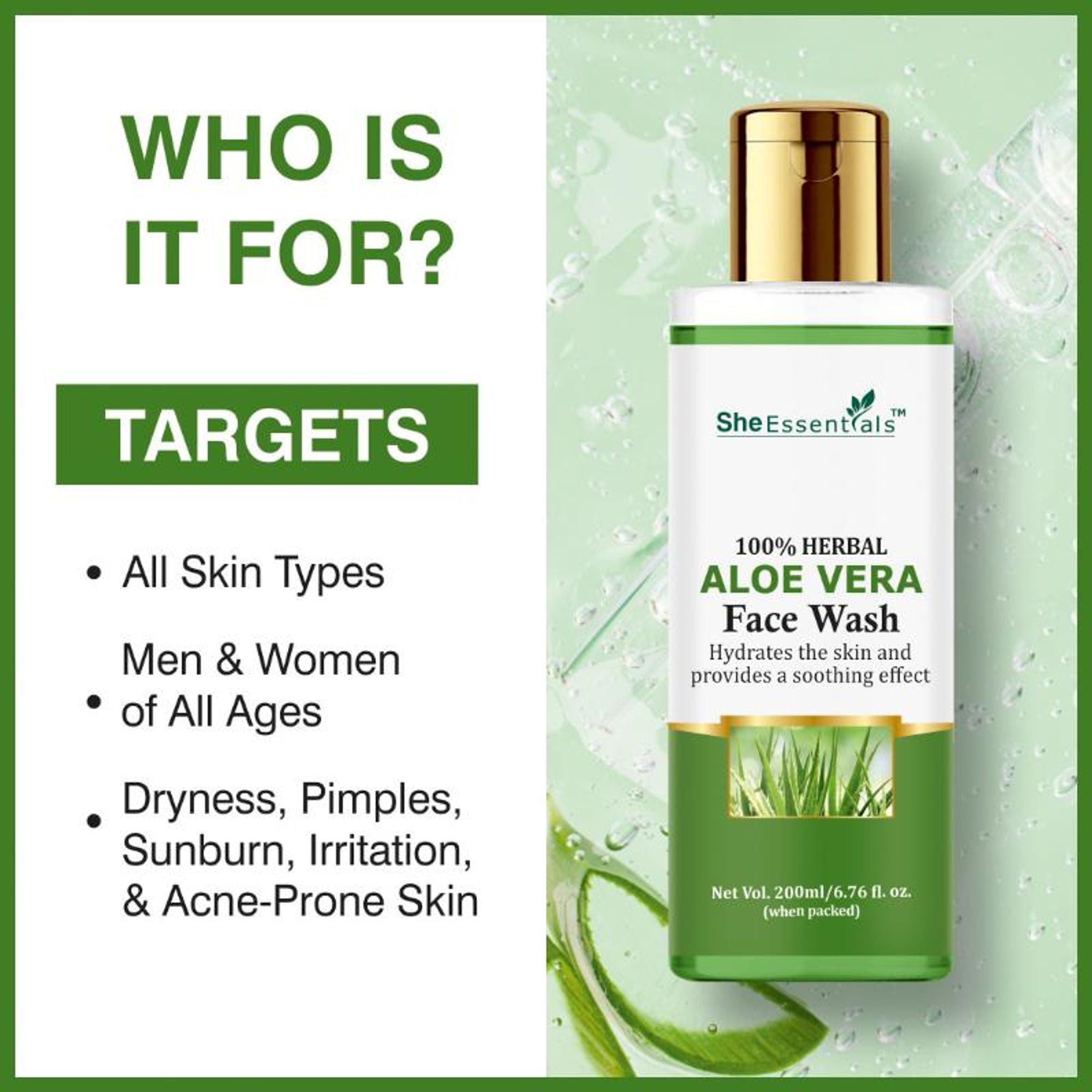 She Essentials Aloe Vera Hydrating Face Wash For All Types Of Skin | Grocsy