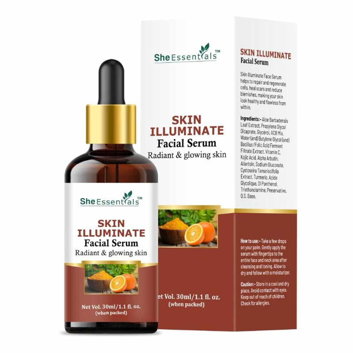 She Essentials Skin Illuminate Face Serum Instantly Illuminates Skin All Types Of Skin | Grocsy