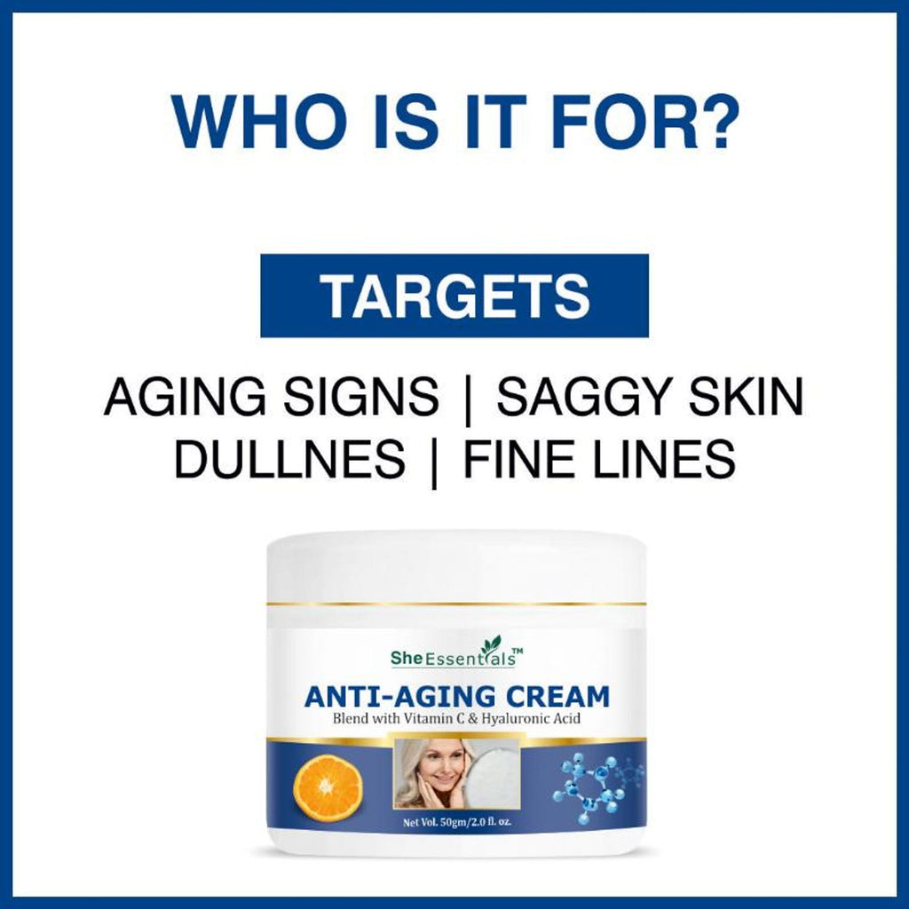 She Essentials Anti Ageing Cream Vitamin C & Hyaluronic Acid | Grocsy