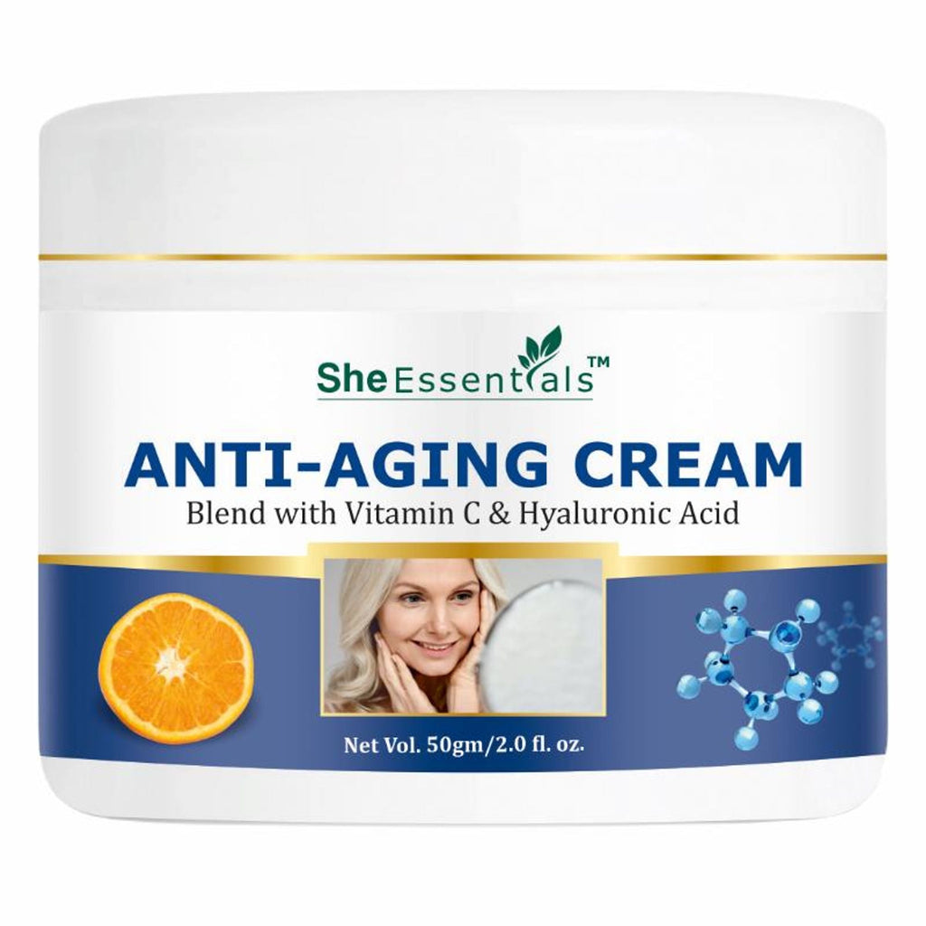 She Essentials Anti Ageing Cream Vitamin C & Hyaluronic Acid | Grocsy