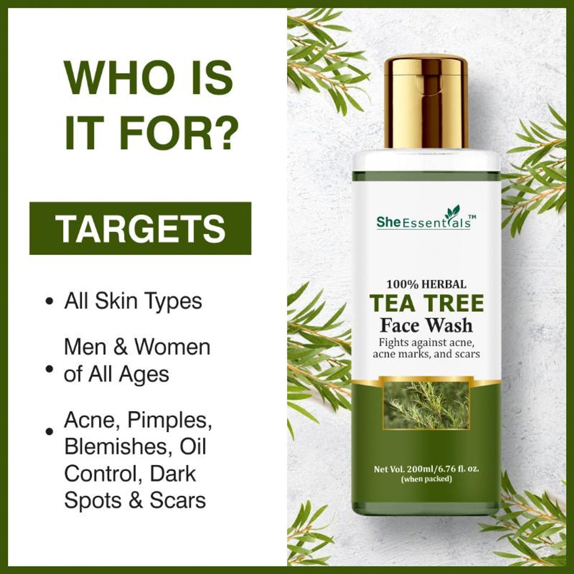 She Essentials Tea Tree Oil Face Wash For Acne Control | Grocsy