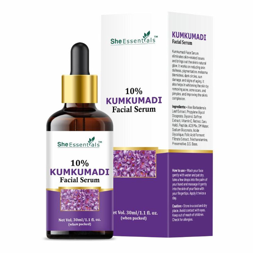 She Essentials Kumkumadi Tailam Saffron Night Serum Face Oil For Skin Glow, Anti Aging, Dark Spots | Grocsy