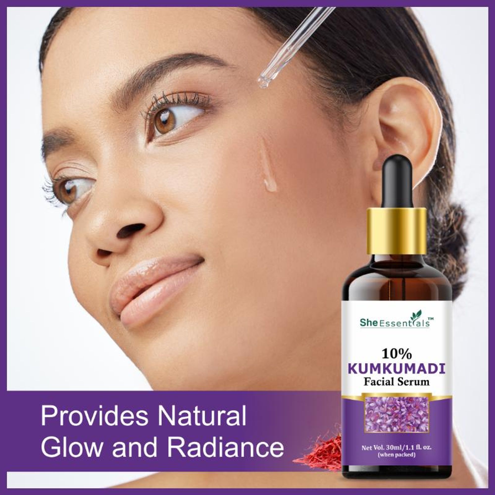 She Essentials Kumkumadi Tailam Saffron Night Serum Face Oil For Skin Glow, Anti Aging, Dark Spots | Grocsy