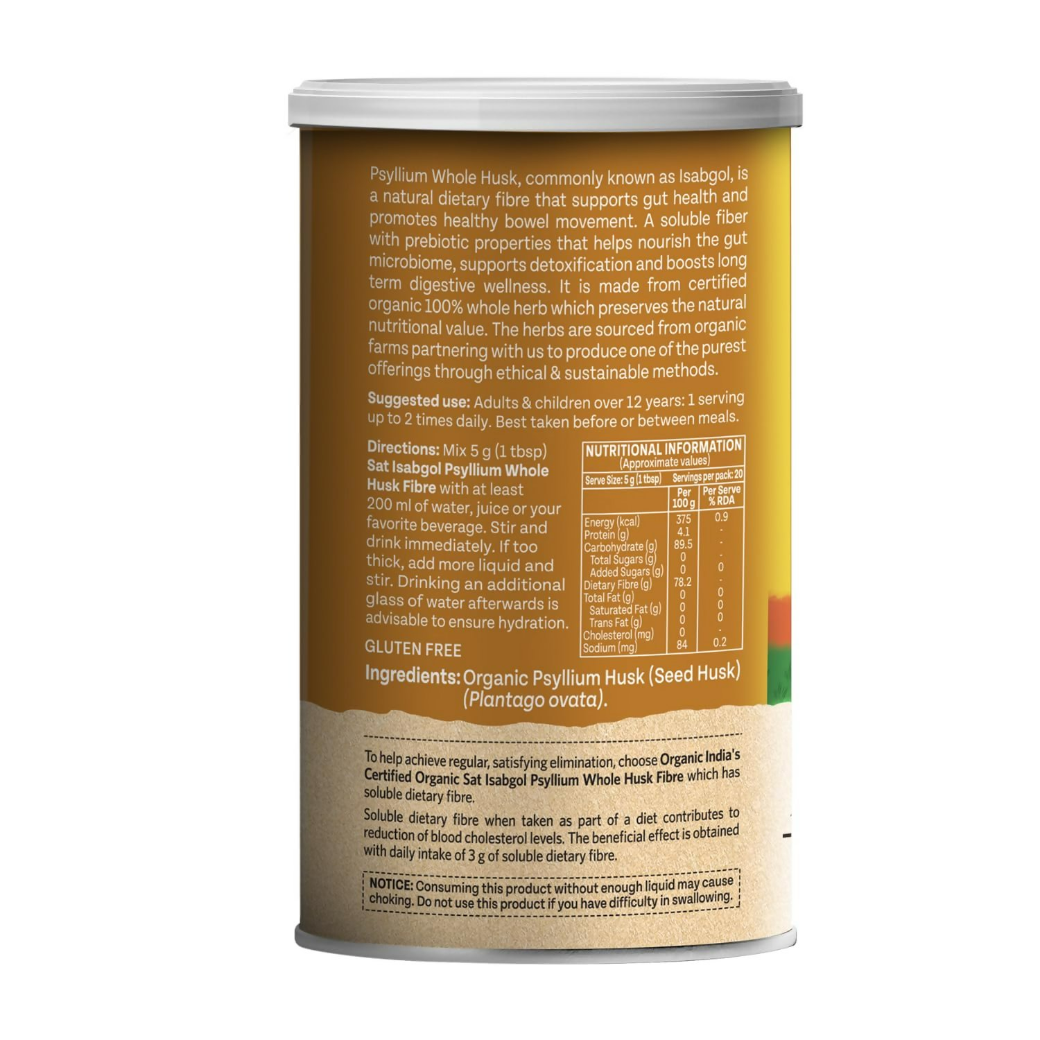Organic India Sat Isabgol Psyllium Whole Husk Powder | Grocsy