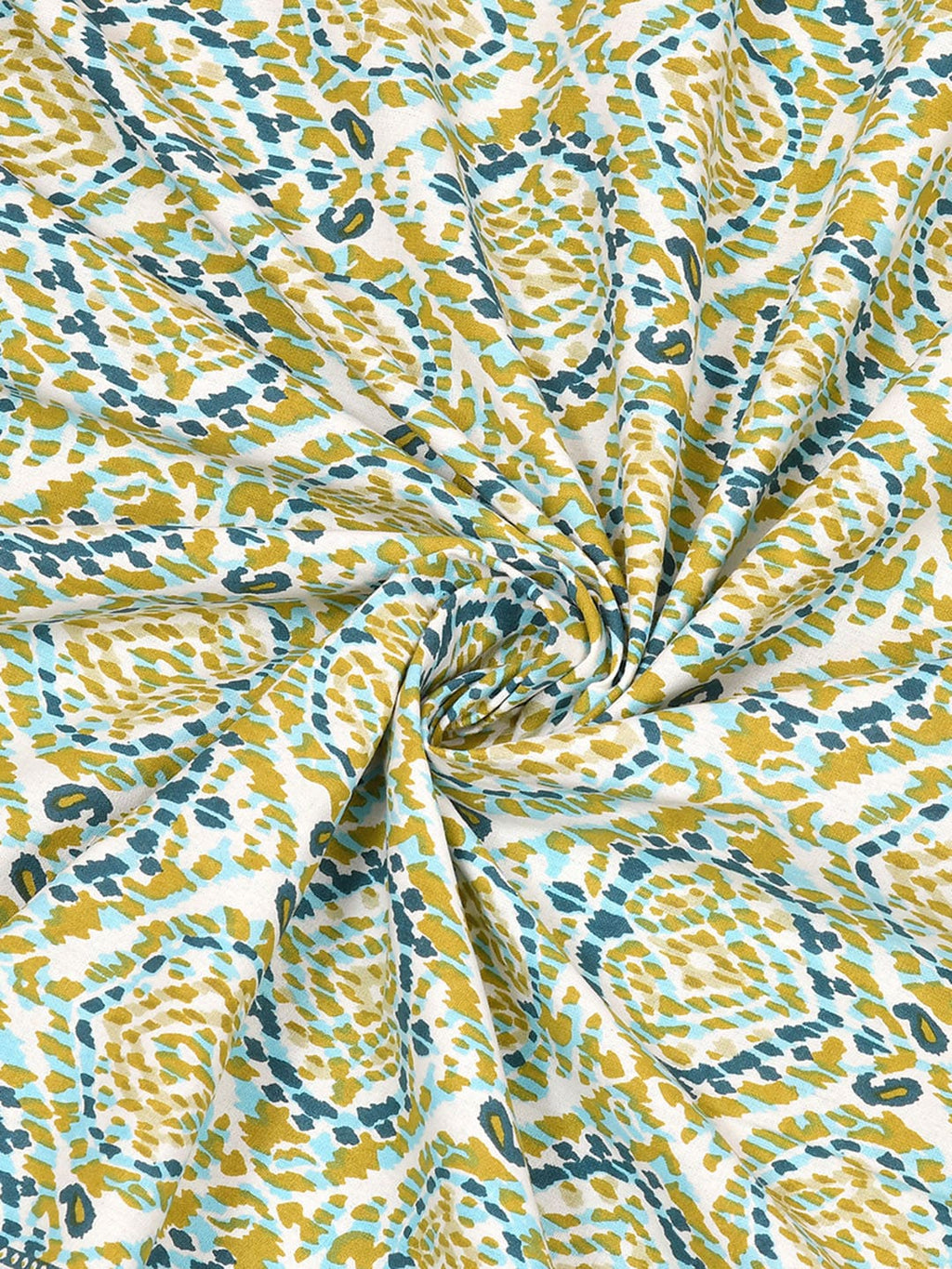 BELLA CASA Green & Blue Ethnic Motifs Cotton 180 TC King Bedsheet With 2 Pillow Covers | Grocsy