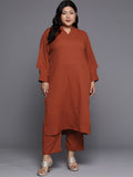 Sztori Plus Size Mandarin Collar Straight Kurta With Trouser | Grocsy