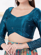 Joban Fashion Cobalt-Blue Gajji Silk Elbow Sleeveless Back Open Blouse | Grocsy