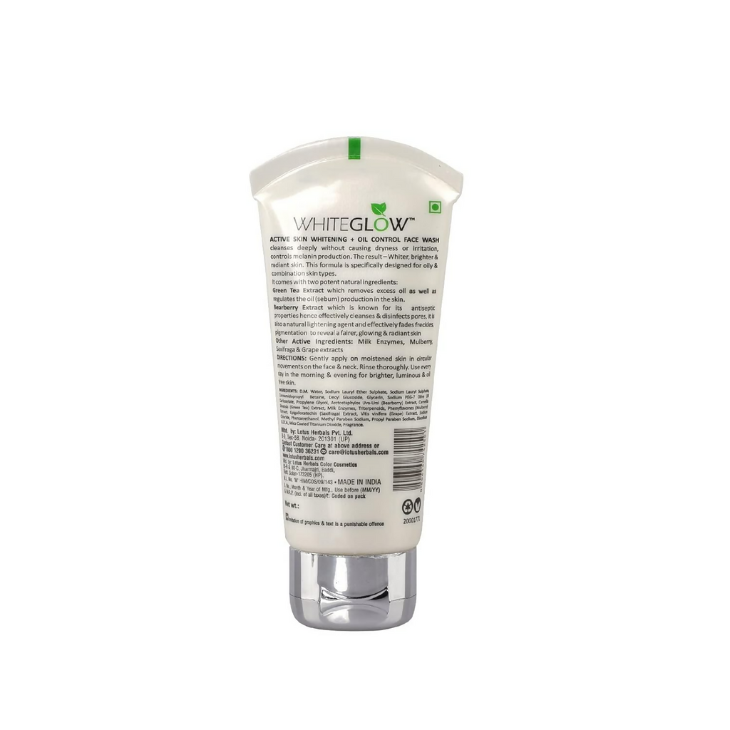 Lotus Herbals White Glow Active Skin Whitening & Oil Control Facewash | Grocsy
