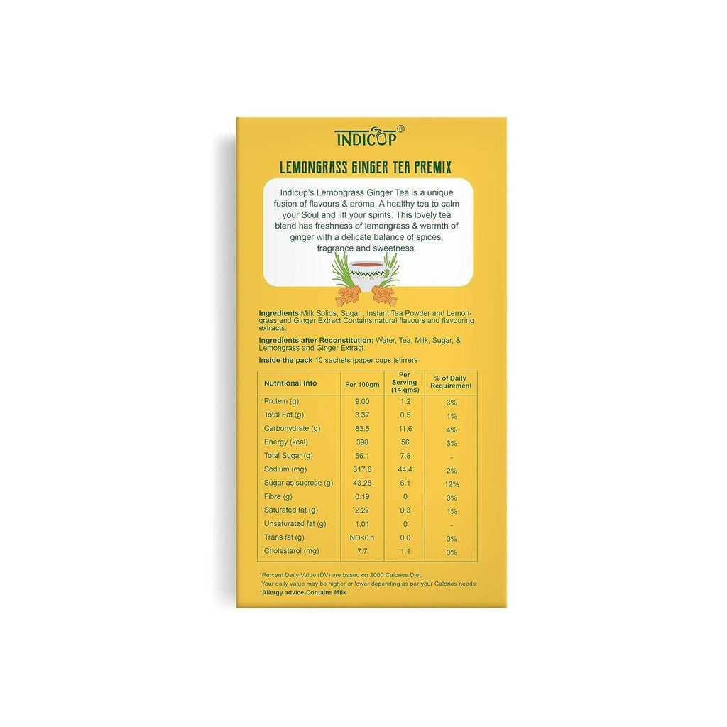 Indicup Lemongrass Ginger Tea Instant Premix | Grocsy