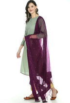 Mominos Fashion Moeza Organza Stone Work Purple Dupatta | Grocsy