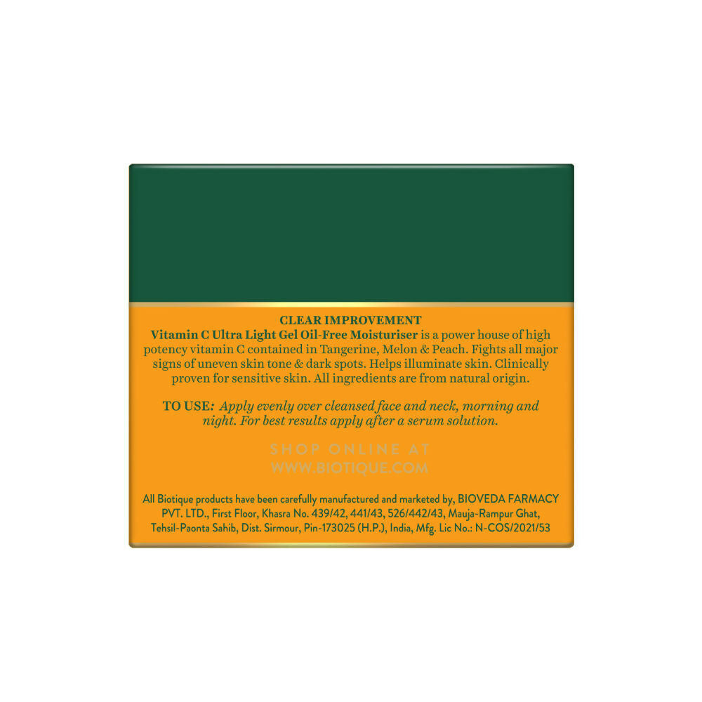 Biotique Advanced Organics Clear Improvement Vitamin C Ultra Light Gel Oil-Free Moisturiser | Grocsy