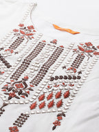 Indo Era Floral Embroidered Thread Work Pure Cotton Kurta with Trousers & With Dupatta | Grocsy