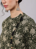 Aks Floral Printed Cotton A-Line Kurta | Grocsy