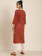 Sangria Women Pink & Green Pure Cotton Bandhani Printed Kurta | Grocsy