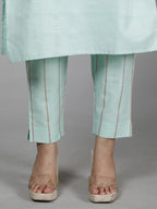 HERE&NOW Green Ethnic Motifs Embroidered Sequined Cotton Kurta Set | Grocsy