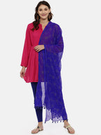 Souchii Blue Foil Printed Handcrafted Dupatta | Grocsy