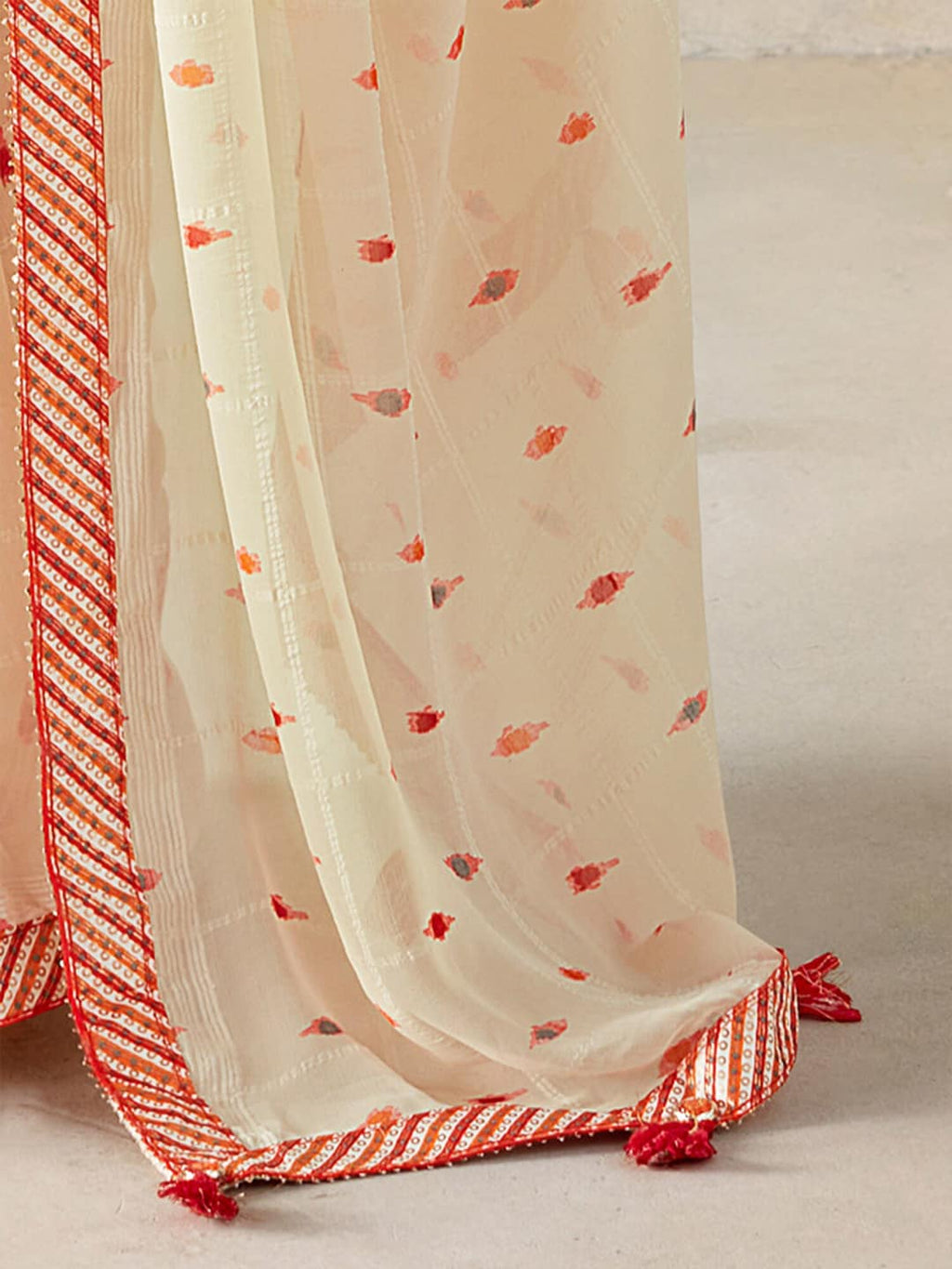 Saree Mall Geometric Printed Gotta Patti Pure Georgette Sarees | Grocsy