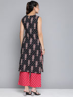 HERE&NOW Women Ethnic Motifs Printed Pure Cotton Kurta With Palazzos | Grocsy
