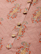 All About You Women Pink Paisley Print Mandarin Collar Pastels Chanderi Silk Blend Kurta | Grocsy