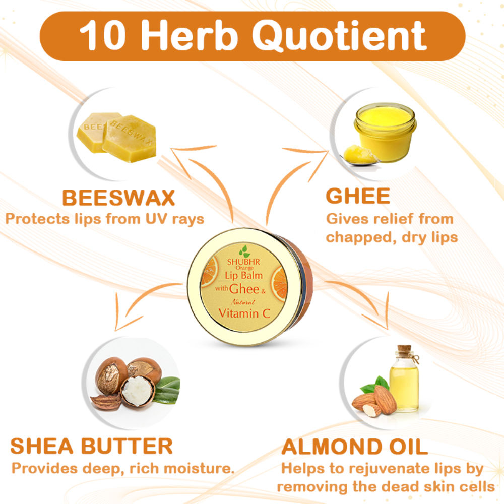 Blue Nectar Shubhr Orange Lip Balm with Ghee & Natural Vitamin C | Grocsy