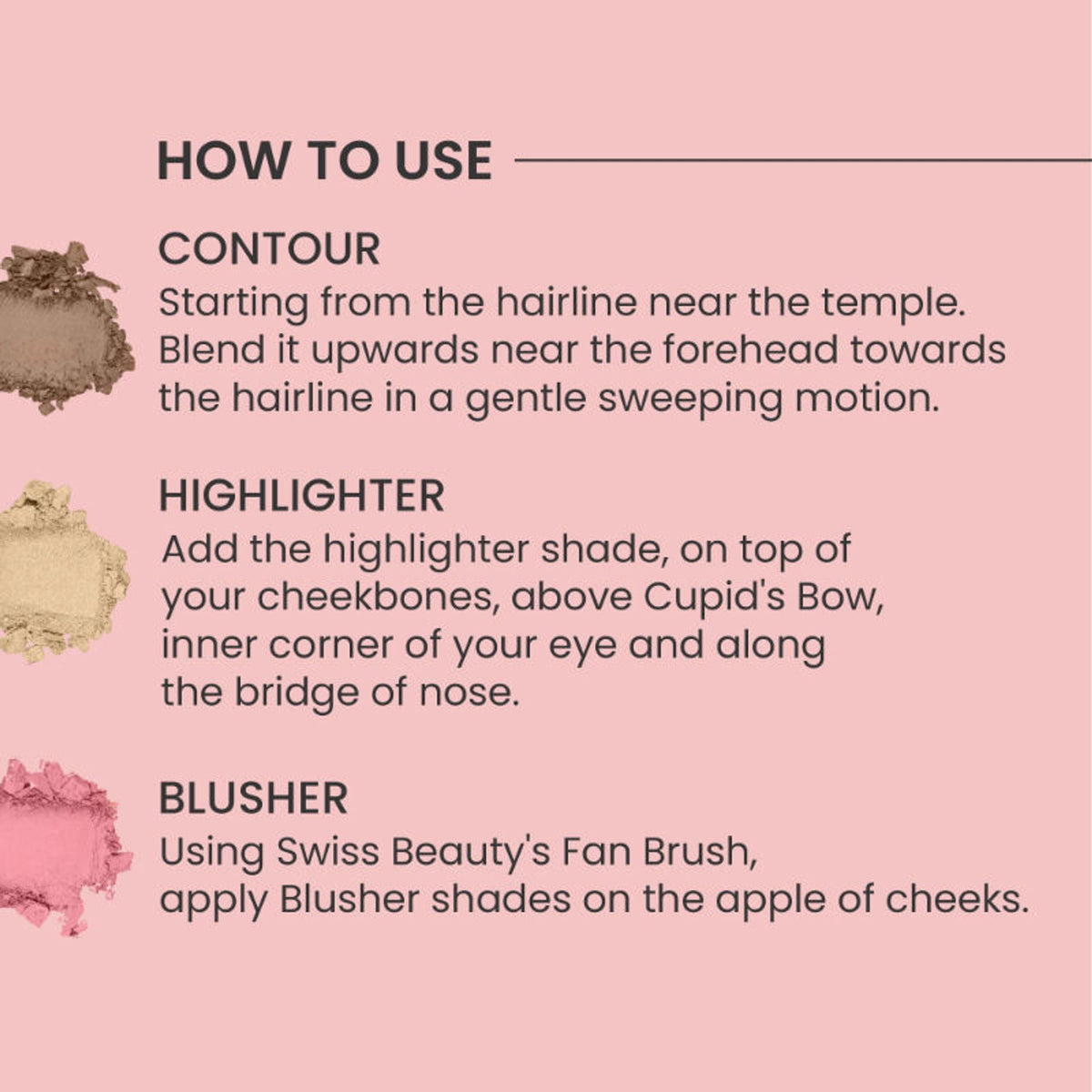 Swiss Beauty Cheek-A-Boo 3 In One Blushe Contour And Highlighter - 2 | Grocsy