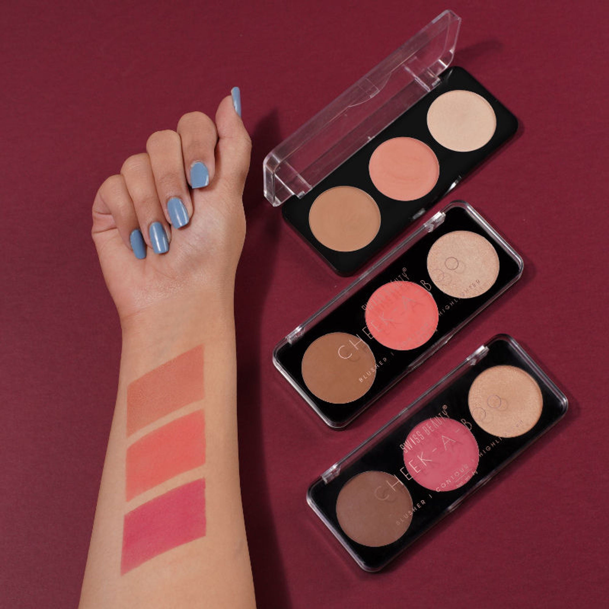 Swiss Beauty Cheek-A-Boo 3 In One Blushe Contour And Highlighter - 2 | Grocsy