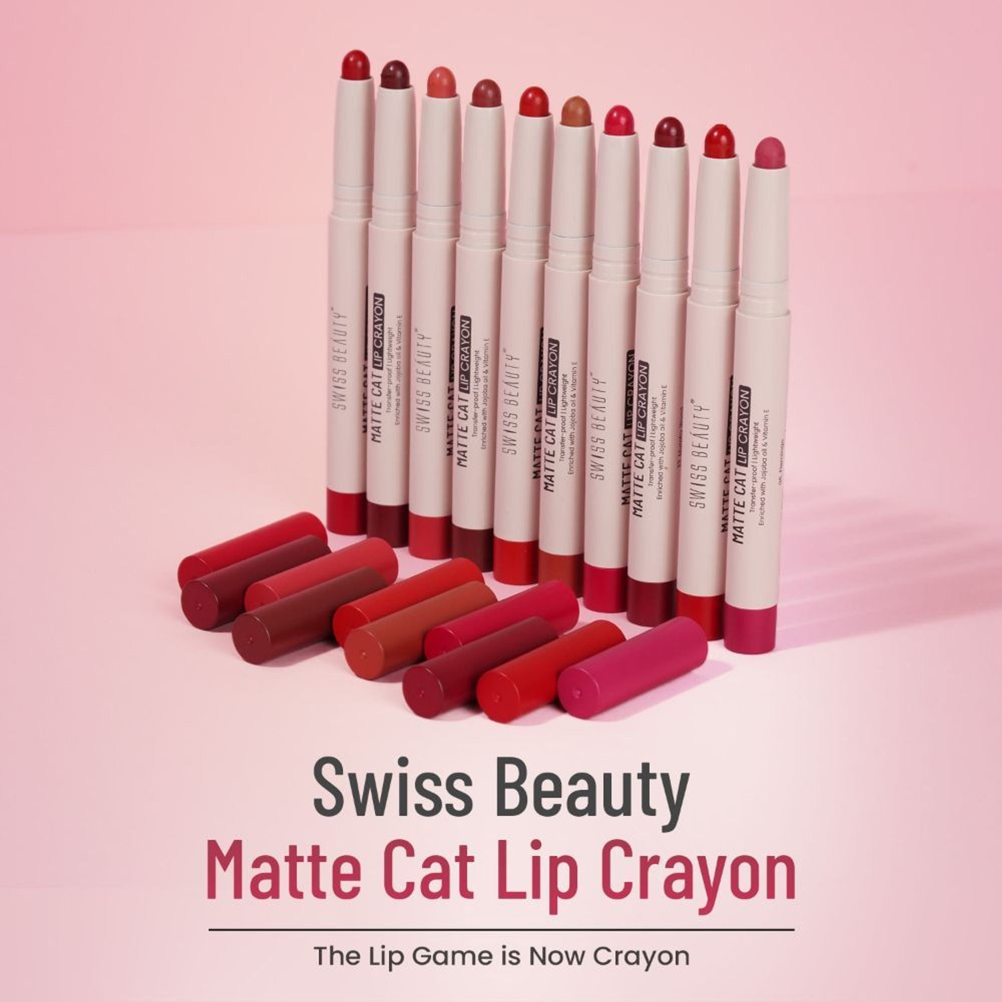 Swiss Beauty Non Transfer Matte Cat Lip Crayon - Flemingo | Grocsy